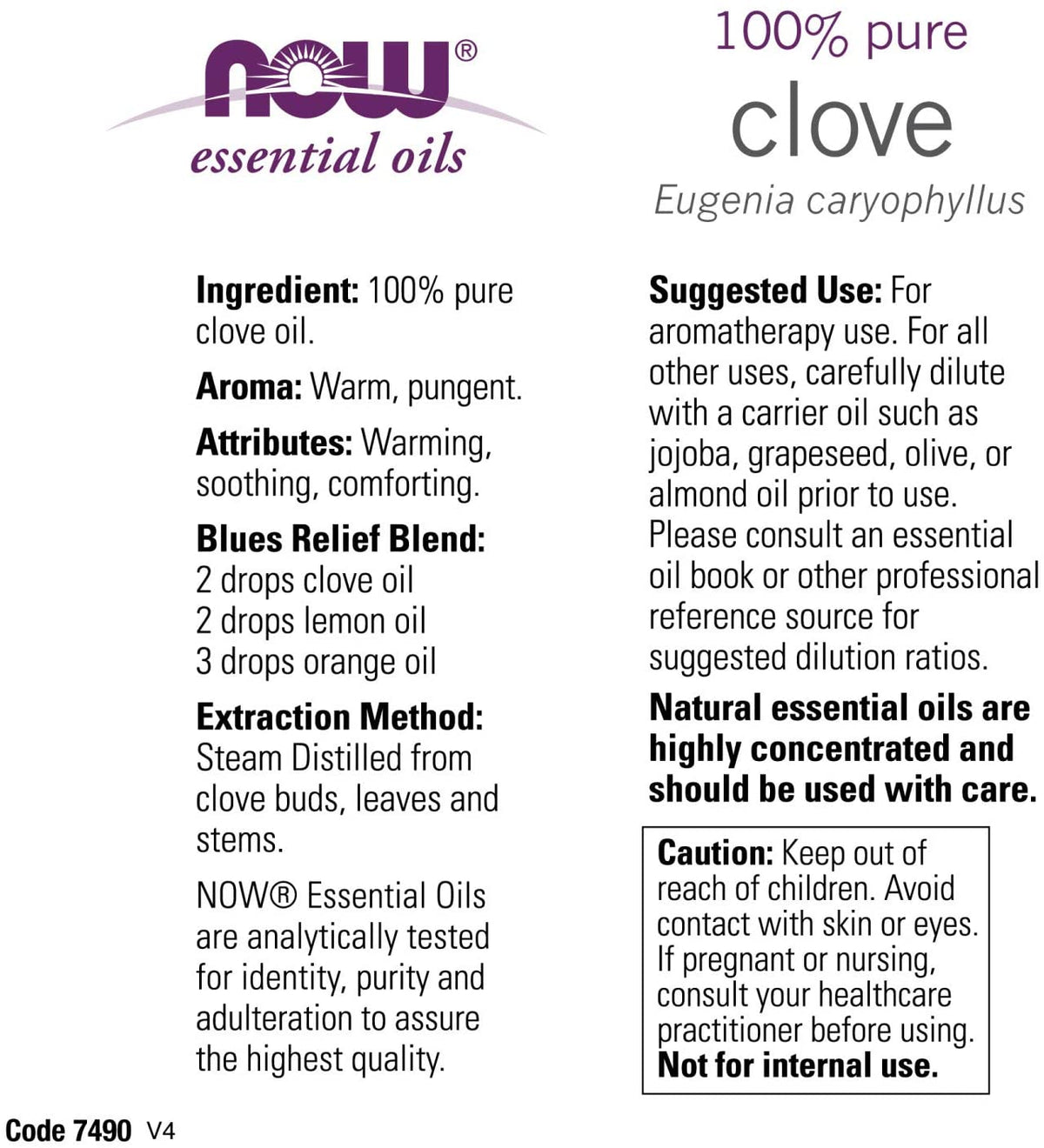 NOW Foods Essential Oils Clove, 2 fl oz