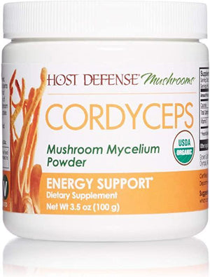 Host Defense, Cordyceps Mushroom Powder, Supports Energy, Stamina and Athletic Performance, Certified Organic Supplement, 3.5 oz (66 Servings) - Discount Nutrition Store