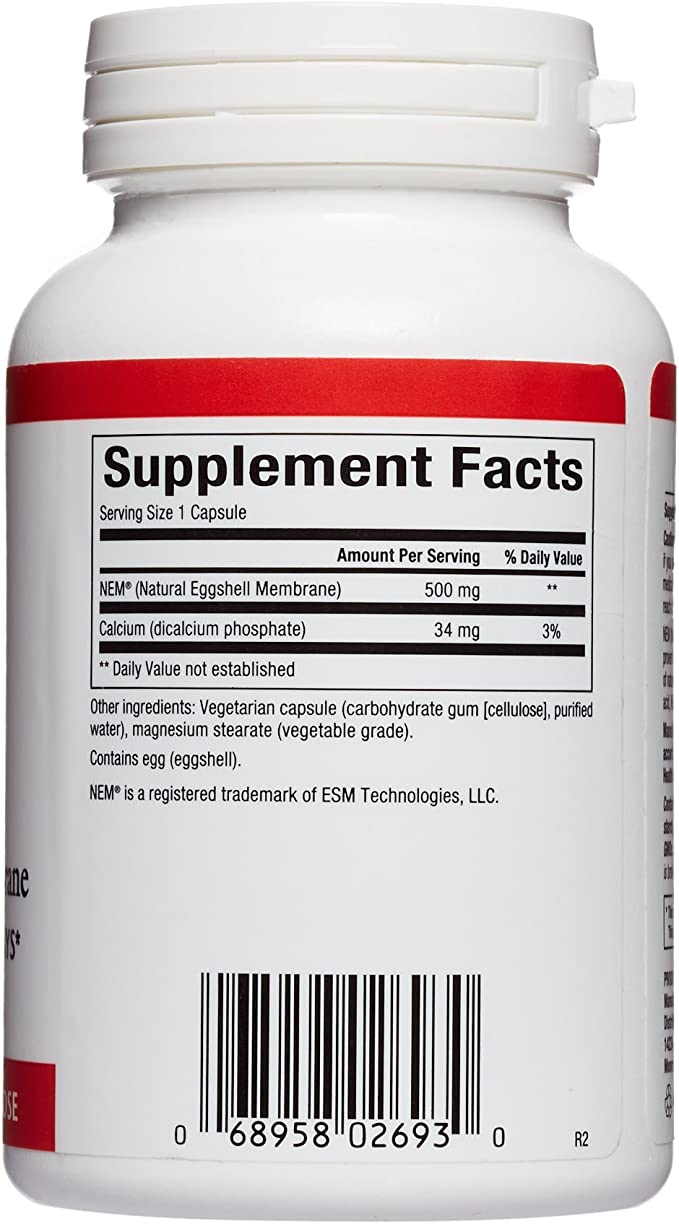 Natural Factors, NEM Natural Eggshell Membrane, Promotes Joint Comfort and Flexibility, 60 Capsules