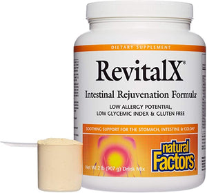 Natural Factors, RevitalX Intestinal Rejuvenation Formula, Soothing Digestive Aid Drink Mix for a Healthy Stomach and Colon, 2 lbs (28 servings)