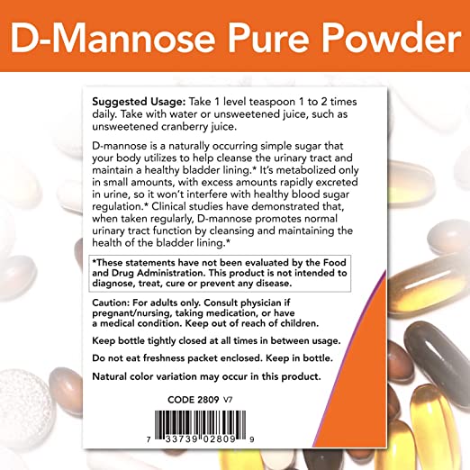 NOW Supplements, D-Mannose Powder, Non-GMO Project Verified, Healthy Urinary Tract*, 6-Ounce