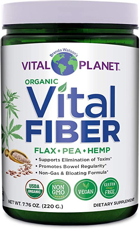 Vital Planet - Vital Fiber Powder, Organic Daily Dietary Fiber Supplement with Soluble and Insoluble Flax, Pea and Hemp Fiber 7.76 oz