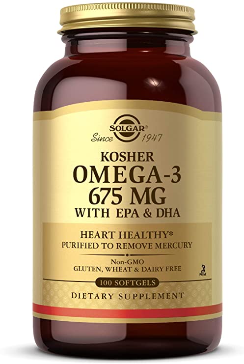 Solgar Kosher Omega-3 675 mg, 100 Softgels - Cardiovascular, Joint &amp; Cellular Health - Concentrated Omega-3 Fatty Acids EPA &amp; DHA