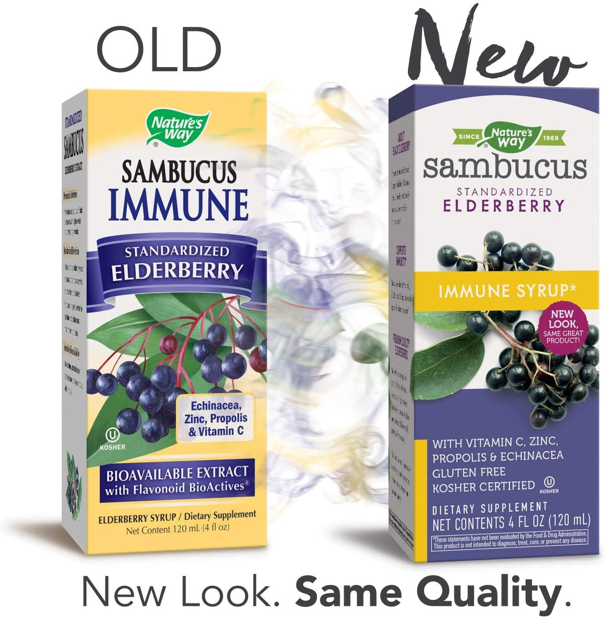 Nature&#39;s Way Sambucus Immune Syrup, Elderberry Extract, Vitamin C, Zinc, Echinacea, Propolis, Daily Immune Support*, Antioxidant Support*, Gluten free, Vegetarian, 8 Fl Oz