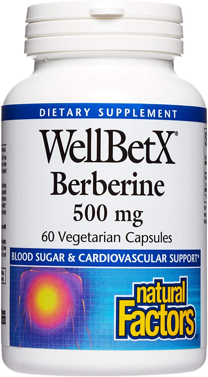 WellBetX Berberine 500 mg by Natural Factors, 60 Vegetarian Capsules (60 Servings)