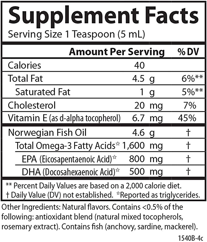 Carlson - The Very Finest Fish Oil, 1600 mg Omega-3s, Liquid Fish Oil Supplement, Norwegian Fish Oil, Wild-Caught, Sustainably Sourced Fish Oil Liquid, Lemon, 200ml, 6.7 Fl Oz