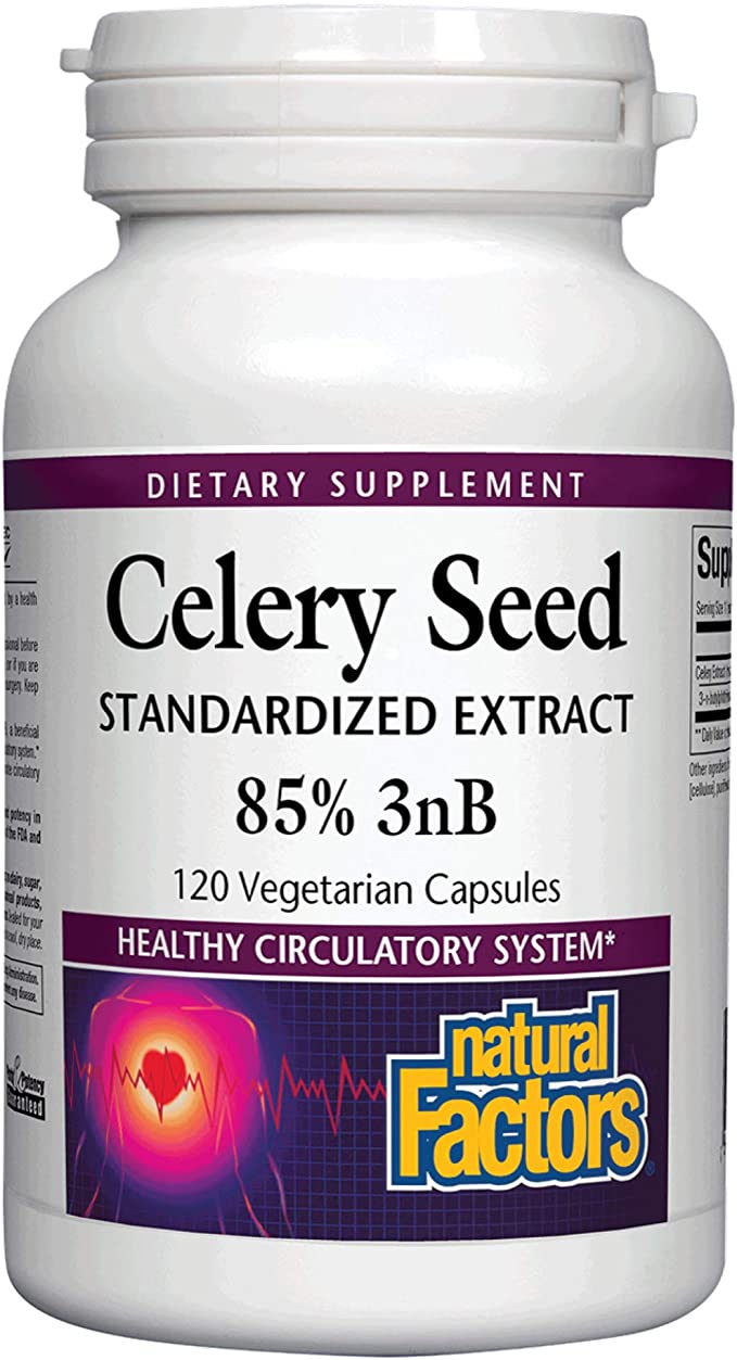 Natural Factors Celery Seed Standardized Extract, 120 Vegetarian Capsules