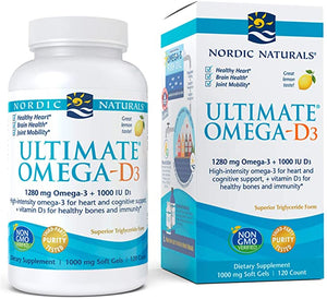 Nordic Naturals Ultimate® Omega-D3™ Lemon, 1000 mg, 120 Softgels