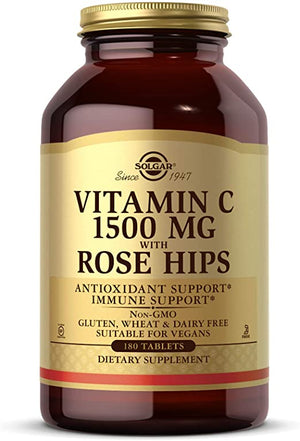 Solgar Vitamin C with Rose Hips, 1500 mg, 180 Tablets