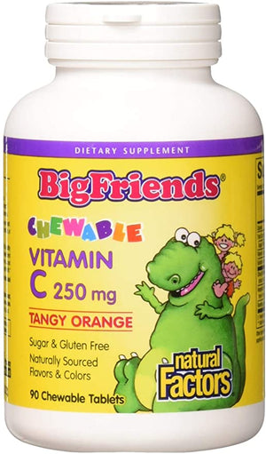 Natural Factors Big Friends® Chewable Vitamin C Tangy Orange, 250 mg, 90 Chewable Tablets