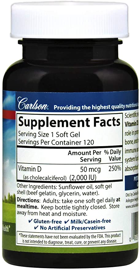 Carlson Vitamin D - 2,000 IU (120 Softgels)