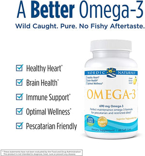 Nordic Naturals Omega-3 Lemon, 690 mg, 60 Softgels