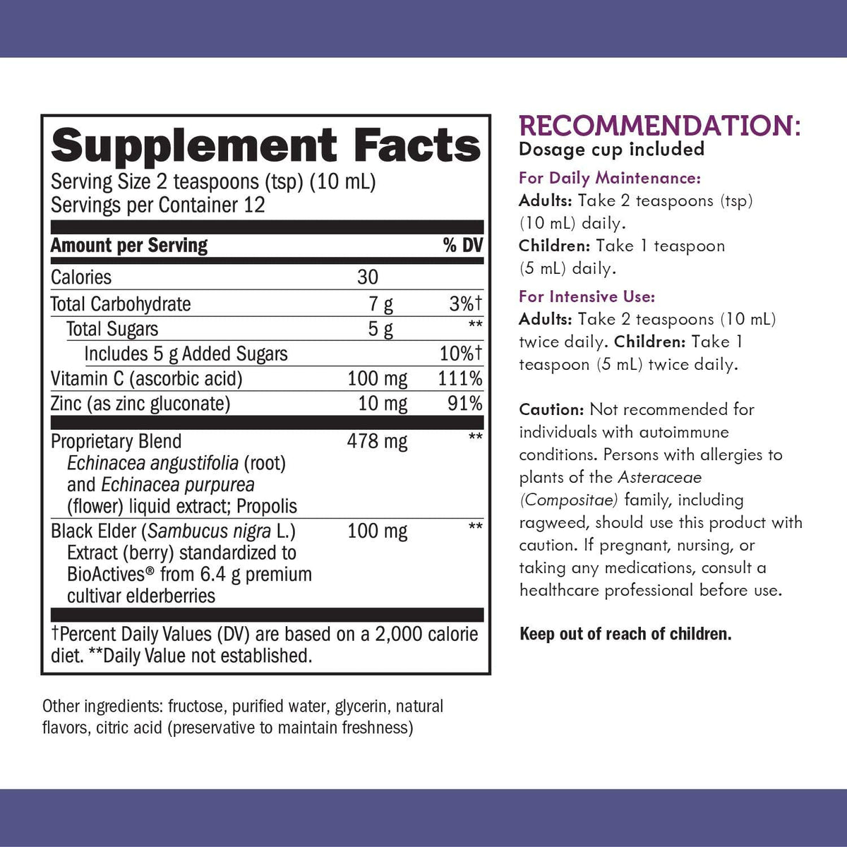 Nature&#39;s Way Sambucus Immune Syrup, Elderberry Extract, Vitamin C, Zinc, Echinacea, Propolis, Daily Immune Support*, Antioxidant Support*, Gluten free, Vegetarian, 8 Fl Oz