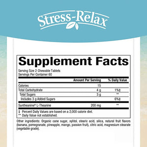 Natural Factors Stress-Relax® Suntheanine® L-Theanine, 100 mg, 120 Chewable Tablets