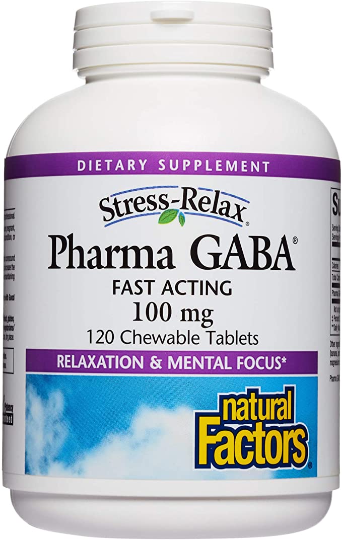 Natural Factors Stress-Relax® Pharma GABA®, 100 mg, 120 Chewable Tablets