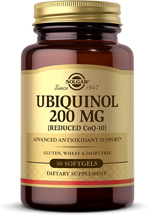 Solgar Ubiquinol 200 mg (Reduced CoQ-10), 30 Softgels - Promotes Heart &amp; Brain Function - Supports Healthy Aging - Coenzyme Q10 - Ubiquinone Supplement - Gluten Free, Dairy Free - 30 Servings , Unflavoured, standard