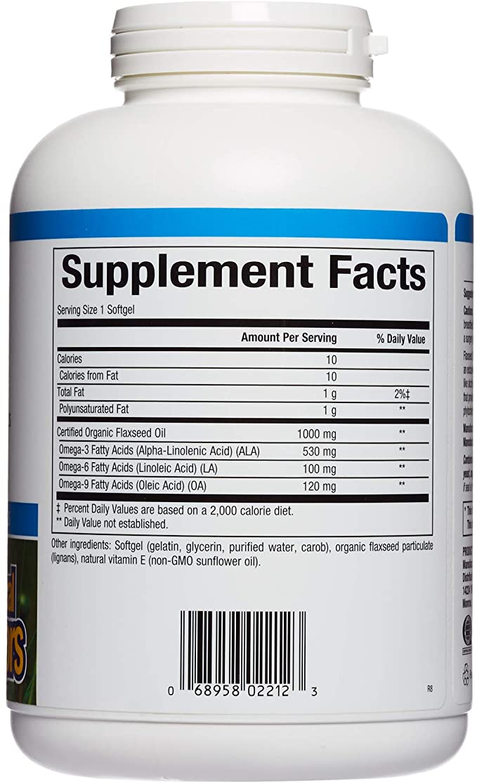 Natural Factors OmegaFactors™ Flaxseed Oil, 1000 mg, 360 Softgels