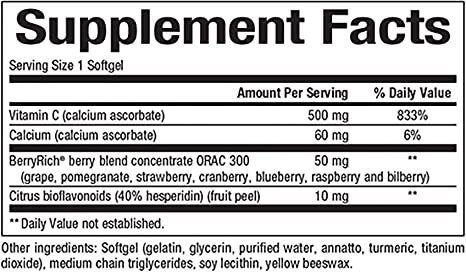 Natural Factors - BioCgel Buffered Vitamin C with BerryRich, Gentle on The Stomach, 90 Soft Gels
