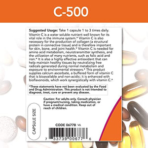 NOW Foods C-500 Calcium Ascorbate-C, 250 Capsules