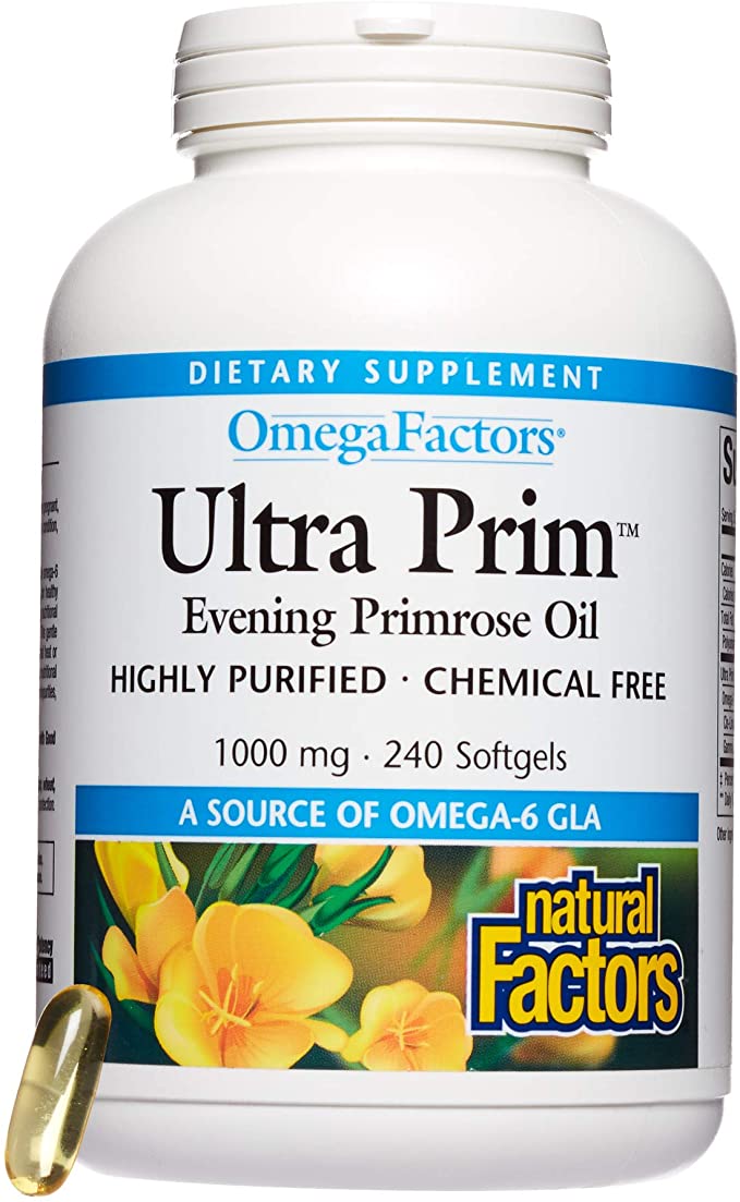 Omega Factors by Natural Factors, Ultra Prim Evening Primrose Oil, Promotes Women's and Immune Health with Omega-6 GLA, 240 softgels