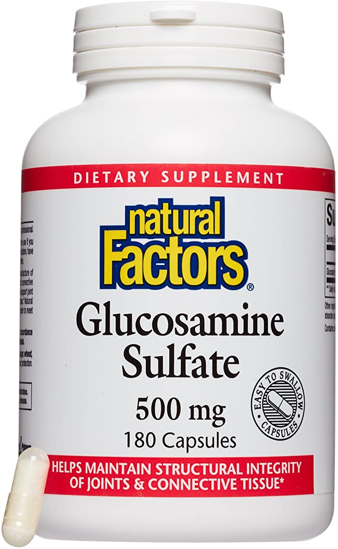 Natural Factors, Glucosamine Sulfate, Supports Healthy Joint Mobility, Cartilage and Connective Tissue, 180 Capsules