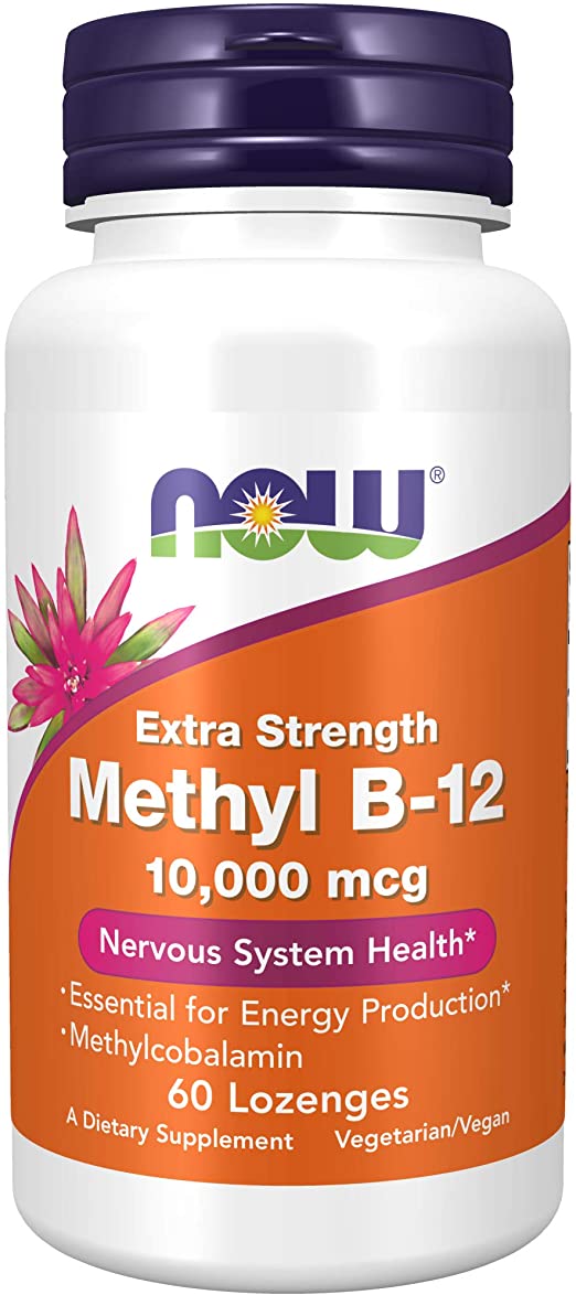 NOW Extra Strength Methyl B-12, 10000 mcg, 60 Lozenges