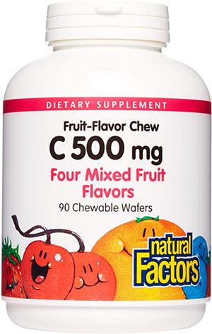 Natural Factors Fruit-Flavor Chew C Mixed Fruit, 500 mg, 90 Chewable Wafers