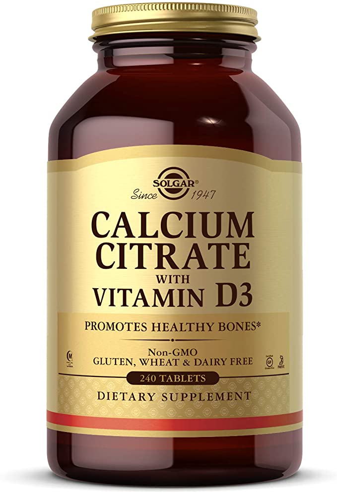 Solgar Calcium Citrate with Vitamin D3-240 Tablets - Non-GMO, Gluten Free, Kosher - 60 Servings