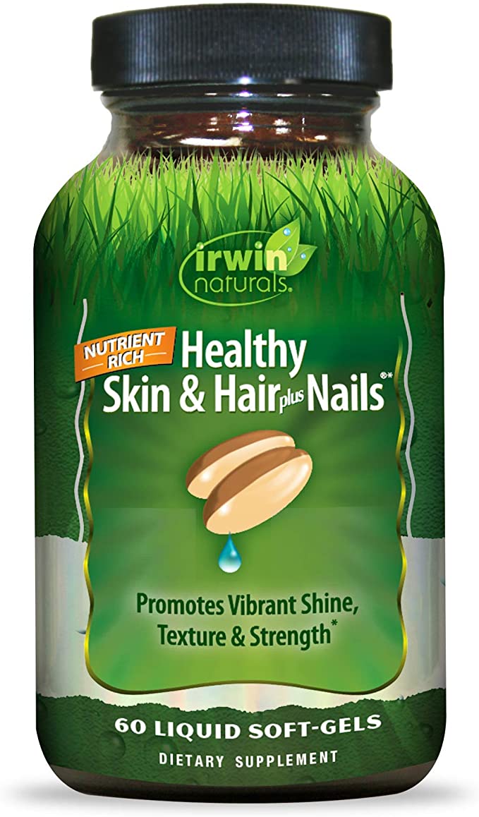Healthy Skin & Hair Plus Nails by Irwin Naturals, Nutrient Rich, Provides Shine and Strength, 60 Liquid Softgels