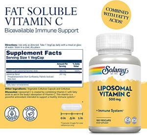 Solaray | Lipsomal Vitamin C | 500 mg | 100 Veg Caps
