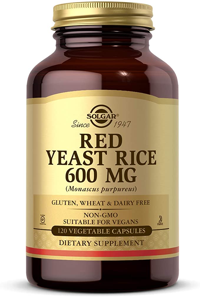 Solgar Red Yeast Rice 600 mg - 120 Vegetable Capsules - Non-GMO, Vegan, Gluten &amp; Dairy Free, Kosher - 60 Servings