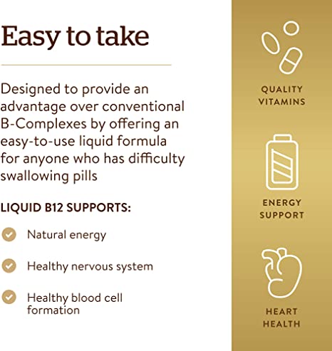 Solgar Sublingual Liquid B-12 2000 mcg with B-Complex - 2 fl oz - Supports Production of Energy, Red Blood Cells, Healthy Nervous System &amp; Heart Health - Vegan, Gluten Free - 59 Total Servings