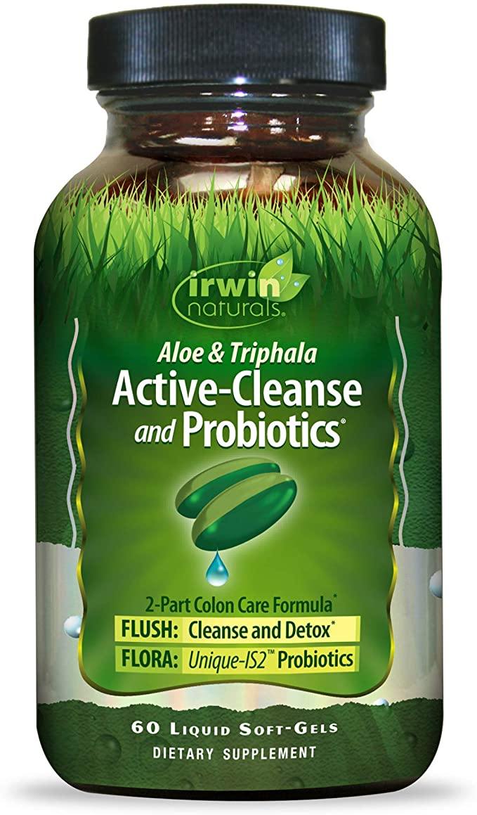 Irwin Naturals Aloe &amp; Triphala Active Cleanse + Probiotics Natural Digestive Support - 60 Liquid Softgels - Discount Nutrition Store