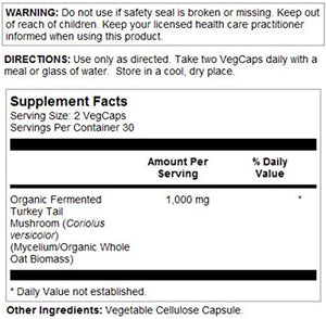 Solaray Organically Grown Fermented Turkey Tail Mushroom, 500 mg, 60 VegCaps