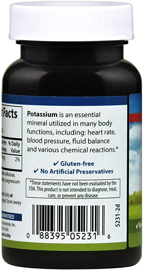 Carlson - Potassium, 99 mg, Promotes Nerve Health &amp; Muscle Function, 100 Tablets