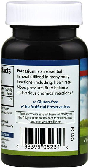 Carlson - Potassium, 99 mg, Promotes Nerve Health & Muscle Function, 100 Tablets