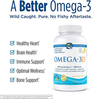 Nordic Naturals Omega-3D™ Lemon, 1000 mg, 120 Softgels