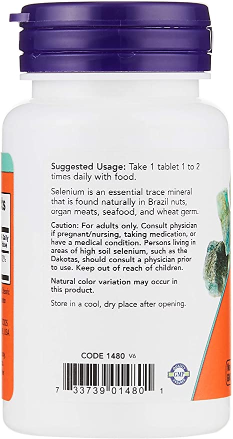 NOW Foods Selenium, 100 mcg, 100 Tablets