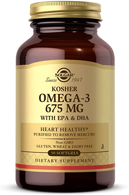 Solgar Kosher Omega-3 675 mg, 50 Softgels - Cardiovascular, Joint &amp; Cellular Health - Omega-3 Fatty Acids EPA &amp; DHA