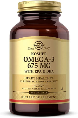 Solgar Kosher Omega-3 675 mg, 50 Softgels - Cardiovascular, Joint & Cellular Health - Omega-3 Fatty Acids EPA & DHA