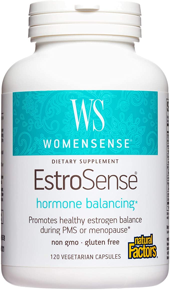 Natural Factors WomenSense EstroSense, Natural Supplement to Support Estrogen and Hormone Balance During PMS or Menopause, Vegan, Non-GMO, 120 Capsules