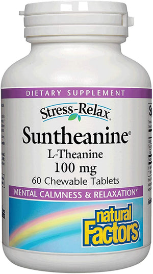 Natural Factors Stress-Relax® Suntheanine® L-Theanine, 100 mg, 60 Chewable Tablets