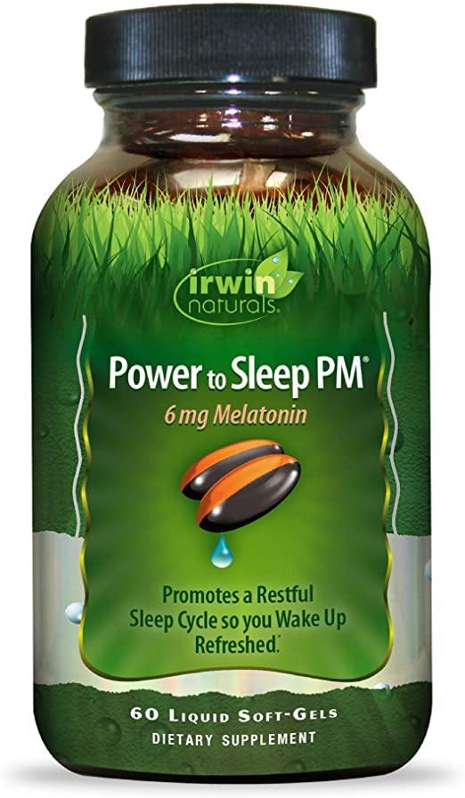 Irwin Naturals Power to Sleep PM 6mg Melatonin - Calm Mind &amp; Body - 60 Liquid Softgels - Discount Nutrition Store