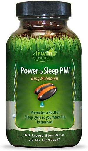 Irwin Naturals Power to Sleep PM 6mg Melatonin - Calm Mind & Body - 60 Liquid Softgels - Discount Nutrition Store