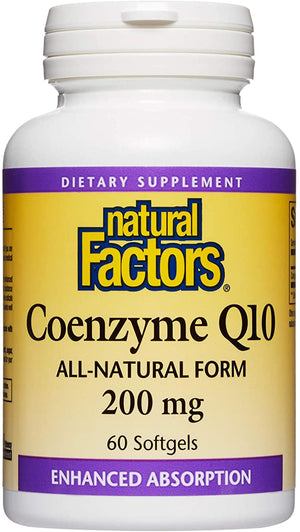 Natural Factors Coenzyme Q10, 200 mg, 60 Softgels