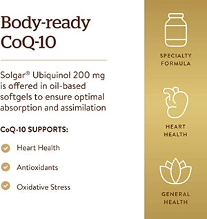 Solgar Ubiquinol, Reduced CoQ-10, 200 mg, 30 Softgels