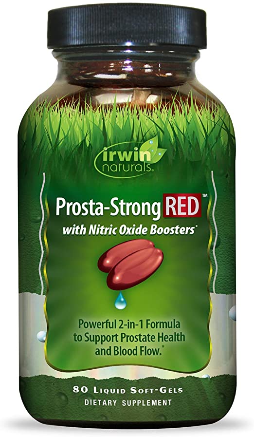 Irwin Naturals Prosta-Strong RED with Nitric Oxide Boosters - Prostate Health Support - Saw Palmetto, Lycopene, Pumpkin Seed &amp; More - 80 Liquid Softgels