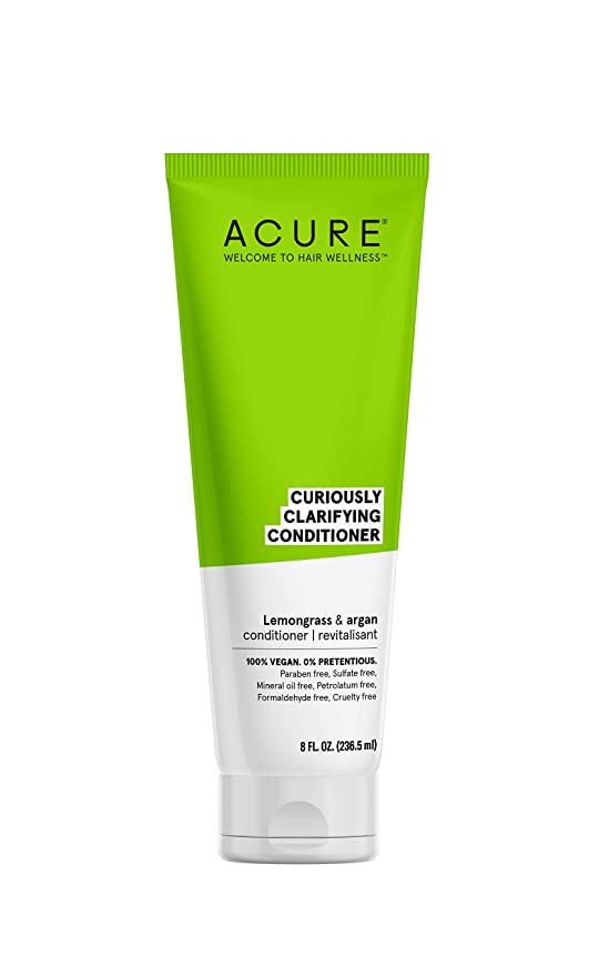 Acure Curiously Clarifying Conditioner &amp; Argan Gently Cleanses, Removes Buildup, Boost Shine &amp; Replenishes Moisture Lemongrass 8 Fl Oz