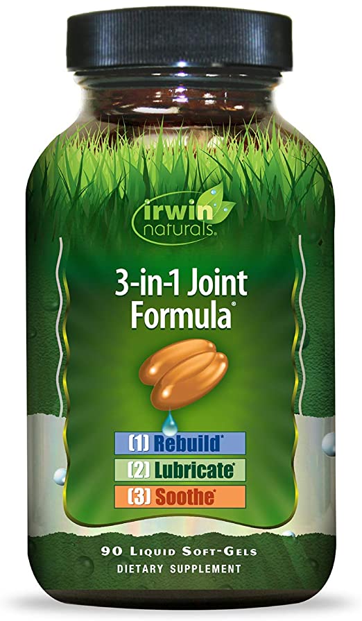 Irwin Naturals 3-in-1 Joint Formula - Powerful Joint Support Supplement with Glucosamine, Chondroitin, Turmeric &amp; Boswellia - 90 Liquid Softgels