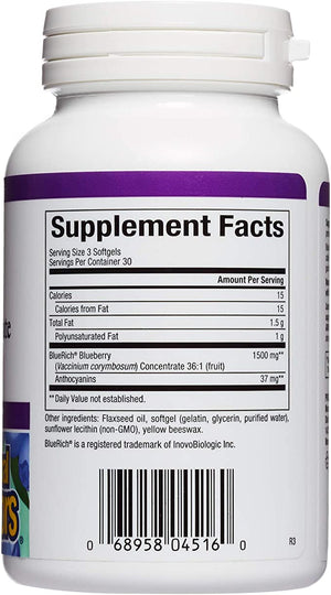 Natural Factors BlueRich™ Blueberry Super Strength, 500 mg, 90 Softgels